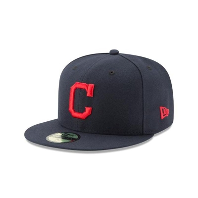 Blue Cleveland Indians Hat - New Era MLB Authentic Collection 59FIFTY Fitted Caps USA0461397